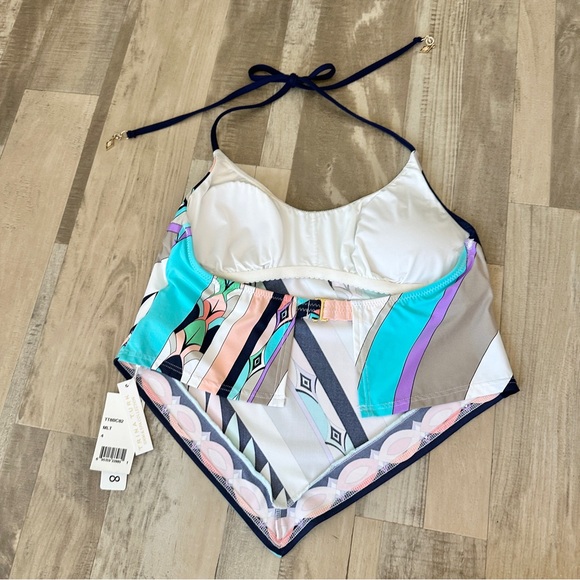 Trina Turk Halter Electric Wave Tankini Swimsuit Top Women's 4 NWT - Picture 3 of 12